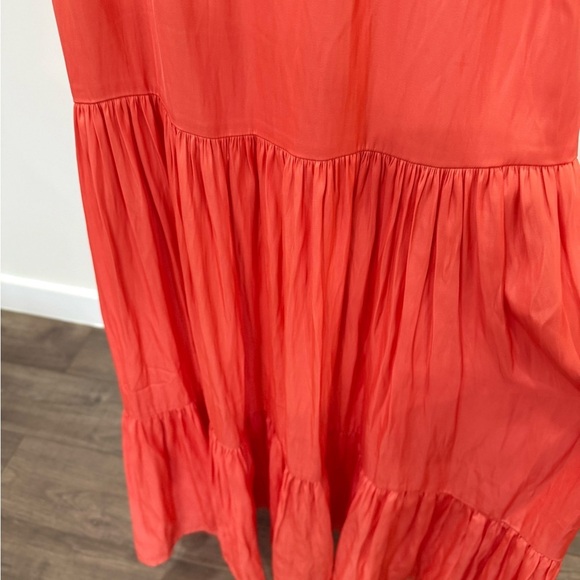 Joie Vibrant Coral-Orange Sleeveless Tiered Dress Size M - Picture 3 of 8